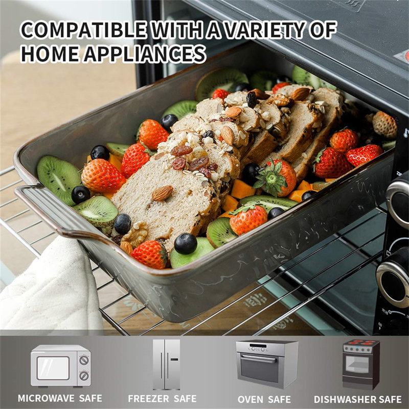 Gray Ceramic 9x13 Rectangular Baking Dish with Handles