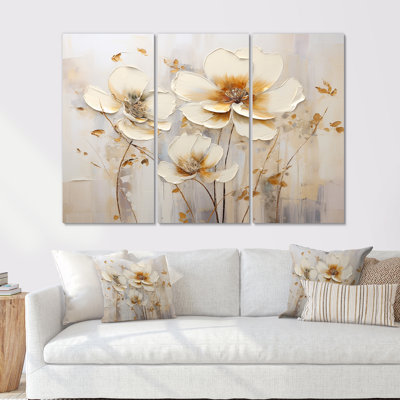 Beige Floral Transitions Serenity - Seasonal Flowers Wall Art Set