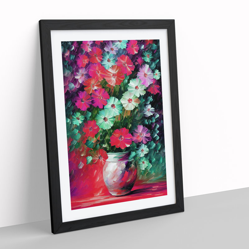 Vase Of Flowers No.2 - Single Picture Frame Painting, Black , 64cm H x 46cm W x 2cm D