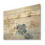 «Geraniums» beige et bleu en fleurs - art mural en bois de géraniums sur bois de pin naturel-238345428