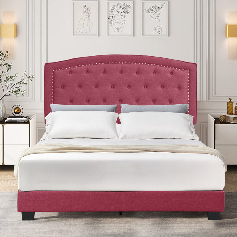 Jonithan Upholstered Bed, Pink, King