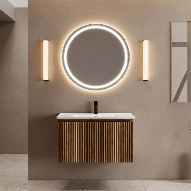 Armoire murale moderne pliante avec système d'installation rapide breveté, Chêne doré