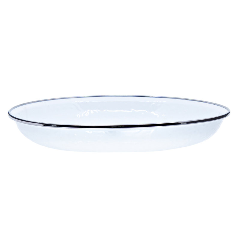 Swirl Enamelware Pasta Plate, Solid White Textured