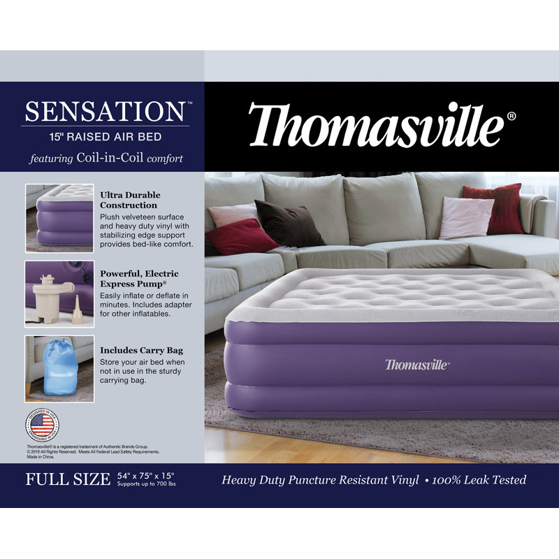 Full Purple Raised Air Mattress with Electric Pump