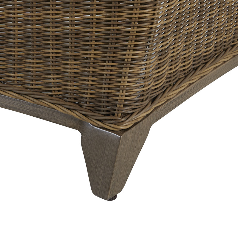 Astoria 85.13" Wide Outdoor Wicker Patio Sofa with Cushions, Intermix Bark, No Welt, Raffia/Oak