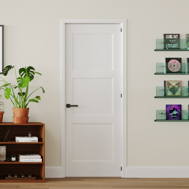 Dalle de porte intérieure moulée 3 panneaux Shaker Core, 28 po x 80 po, S'ouvre à gauche vers l'intérieur