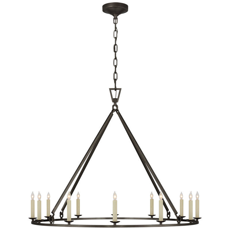 Chapman & Myers Darlana Medium Single Ring Chandelier, Aged Iron, 31.5" H x 40" W x 40" D