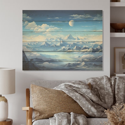 Alpine Mountain Serenity I - montagnes, art sur bois de pin naturel