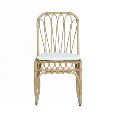 Outdoor PE Wicker Dining Chairs with Washable Cushion Set of 2