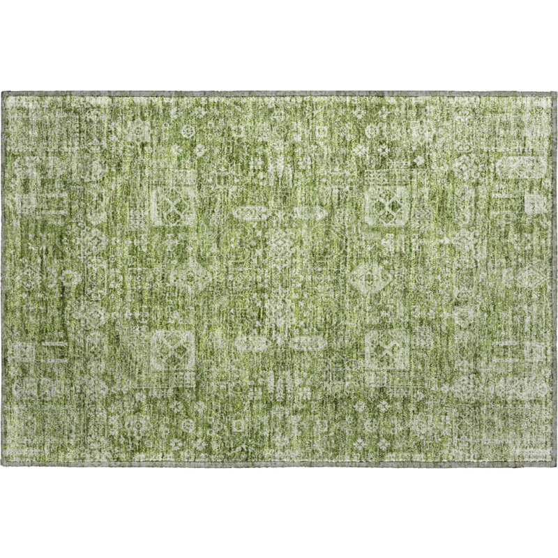 Premium Machine Washable Cerrito Aloe Rug, Rectangle 1'8" x 2'6"