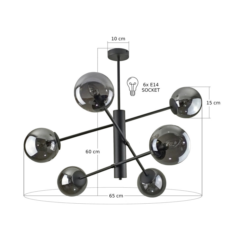 Solen 6-light Flush Mount, Black