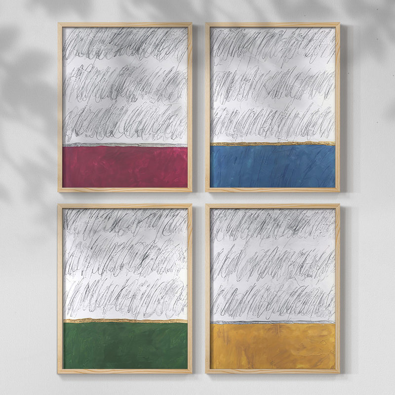 Chroma Tract I Framed Print - Set of 4, 10" H x 32" W