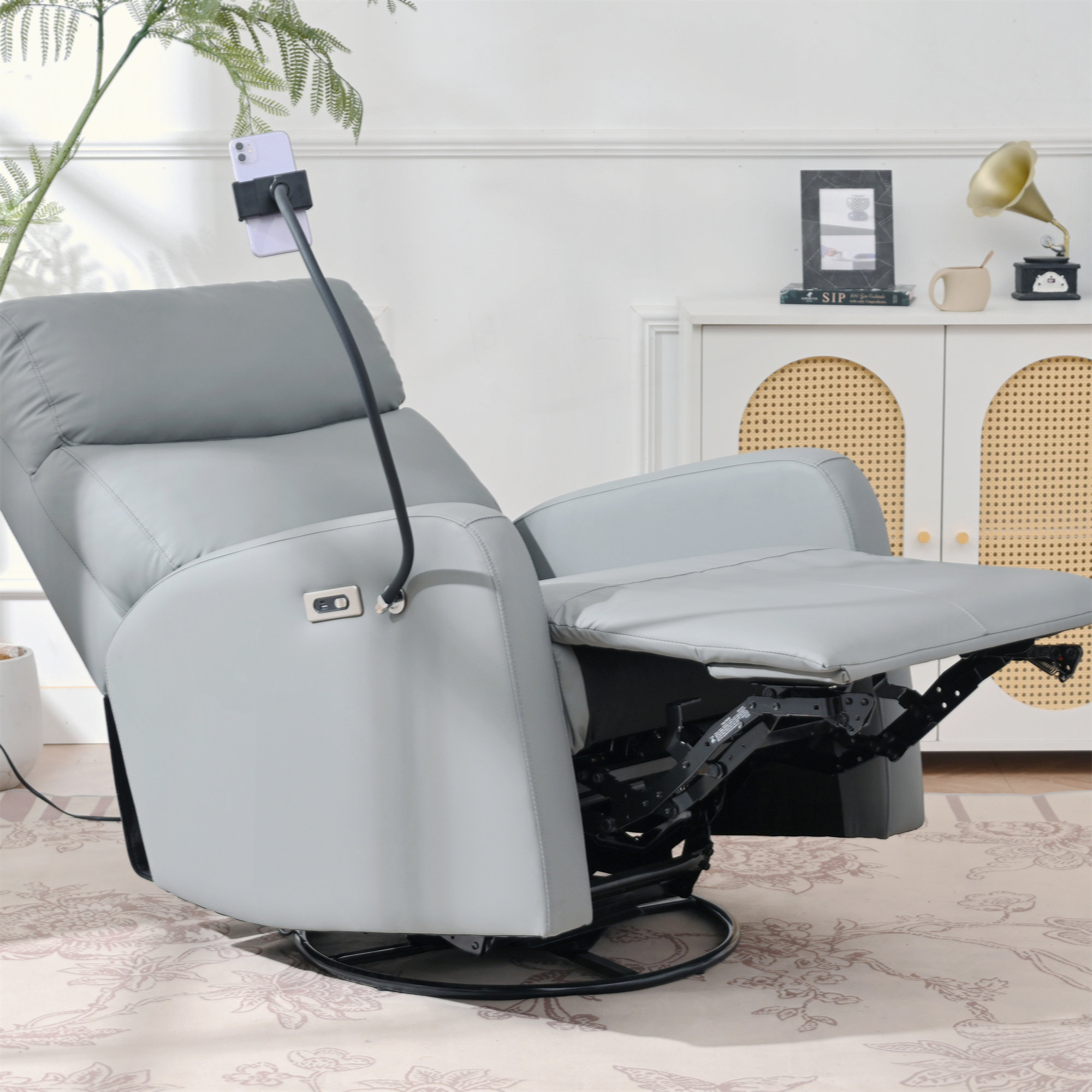 Latitude Run® 270° Power Swivel Rocker Recliner Chair, Electric Glider ...