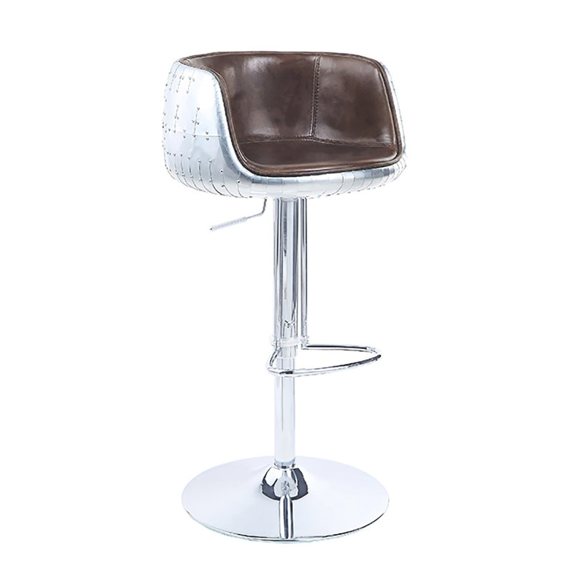 Tabouret de salle à manger rétro brun avec siège réglable et fonction pivotante - Cuir moderne et confortable, idéal pour la pièce