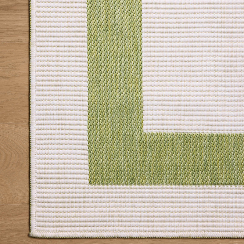 Loloi Easton Green / Ivory Indoor / Outdoor Area Rug, Square 1'6"