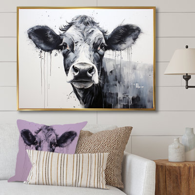 Minimalisme noir et blanc «I» - Vache, art mural