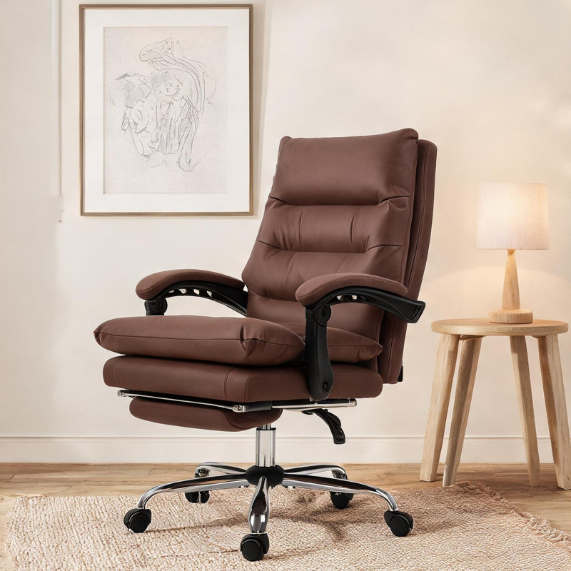 Fauteuil de bureau massant en microfibre avec six points de vibration, chauffage lombaire, repose-pieds inclinable, hauteur réglable et base pivotante