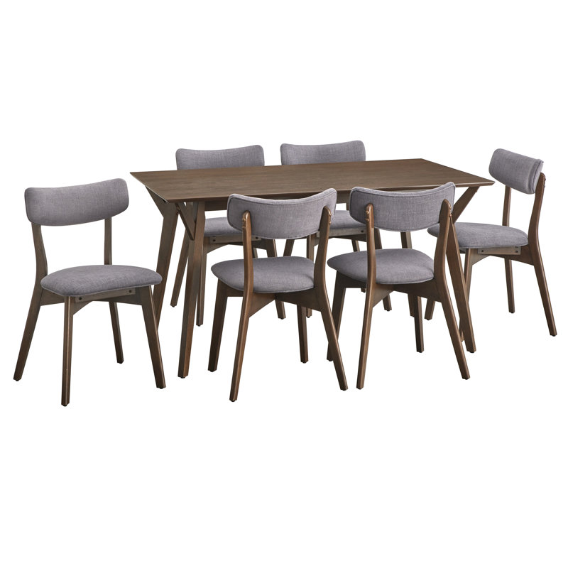 Colella Dining Set, Dark Grey, 7 Pieces: Table, 6 Chairs