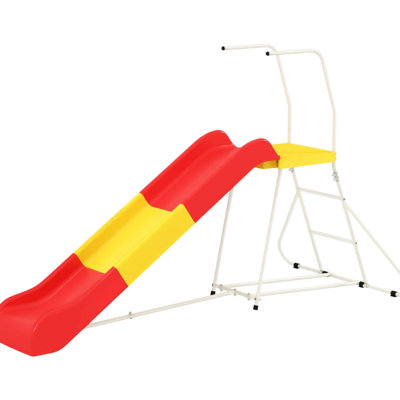 Glissade, distance de 6 pi, construction en métal avec support stable, thermolaqué et -, pente douce sécuritaire, conforme aux normes, assemblage rapide pour glissade de 3 à 8 ans, aire de jeu autoportante