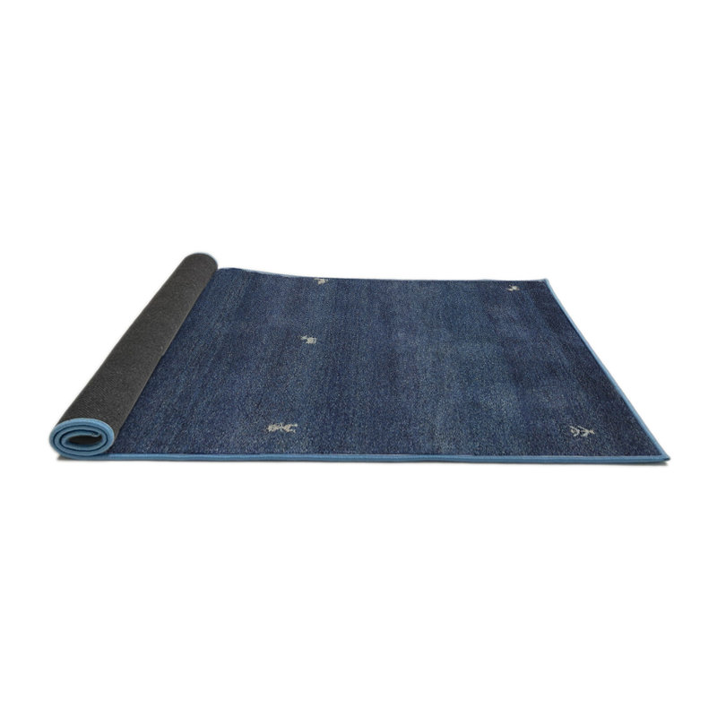 Tapis de zone bleu contemporain, Rond 8 pi