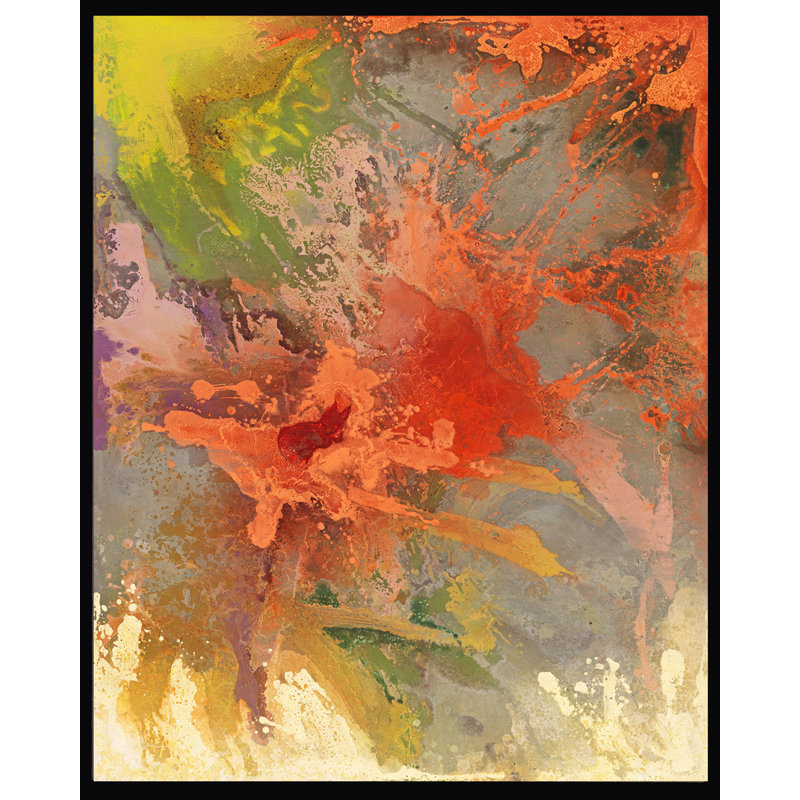 Coral Burst II Painting, Black Framed