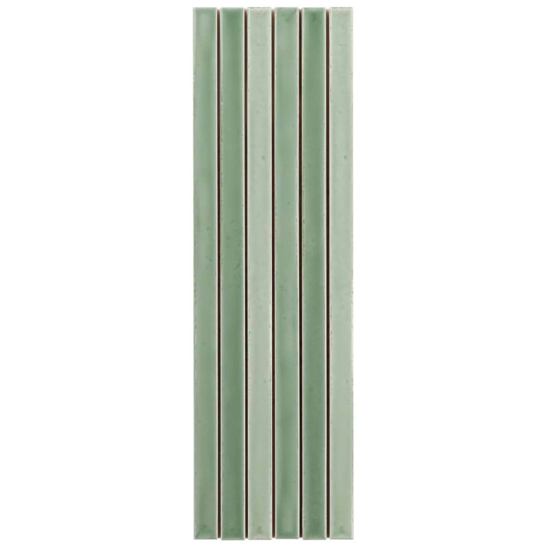 Kanbina 5x18 Brick Glossy Ceramic Mosaic Tile, Apple Green