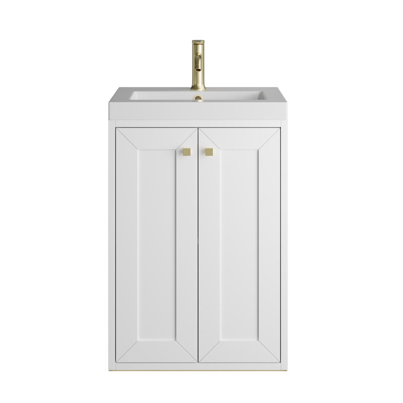 Chianti 20'' W Single Vanity, Glossy White, Radiant Gold