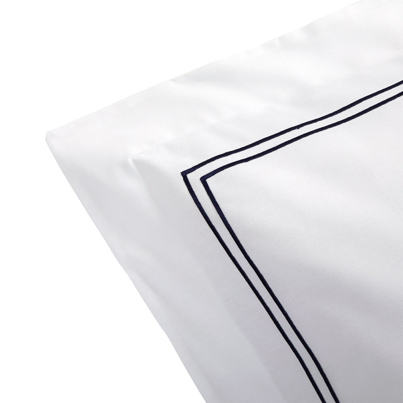 Duo Geometric Cotton Pillow Sham, Navy, Boudoir