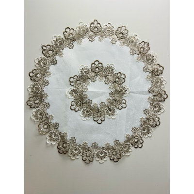 Lace Tablecloth (33" Round)-White/Grey