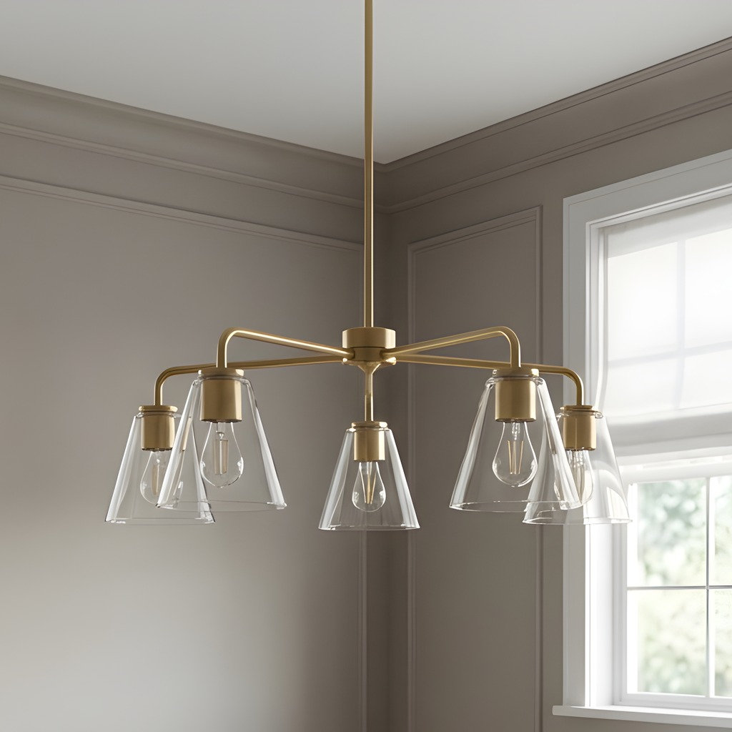 Hayden 5-Light Chandelier, Clear, Satin Brass