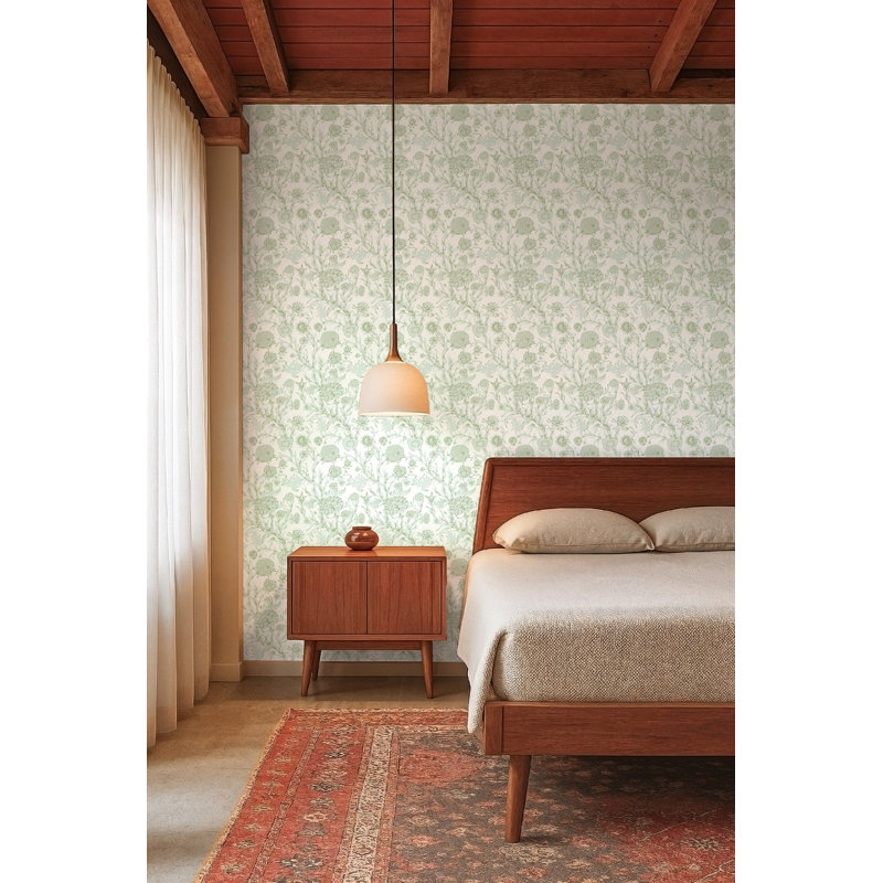 Blooming Thicket - Wallpaper, Linen, Faux Grasscloth, Non-Pasted