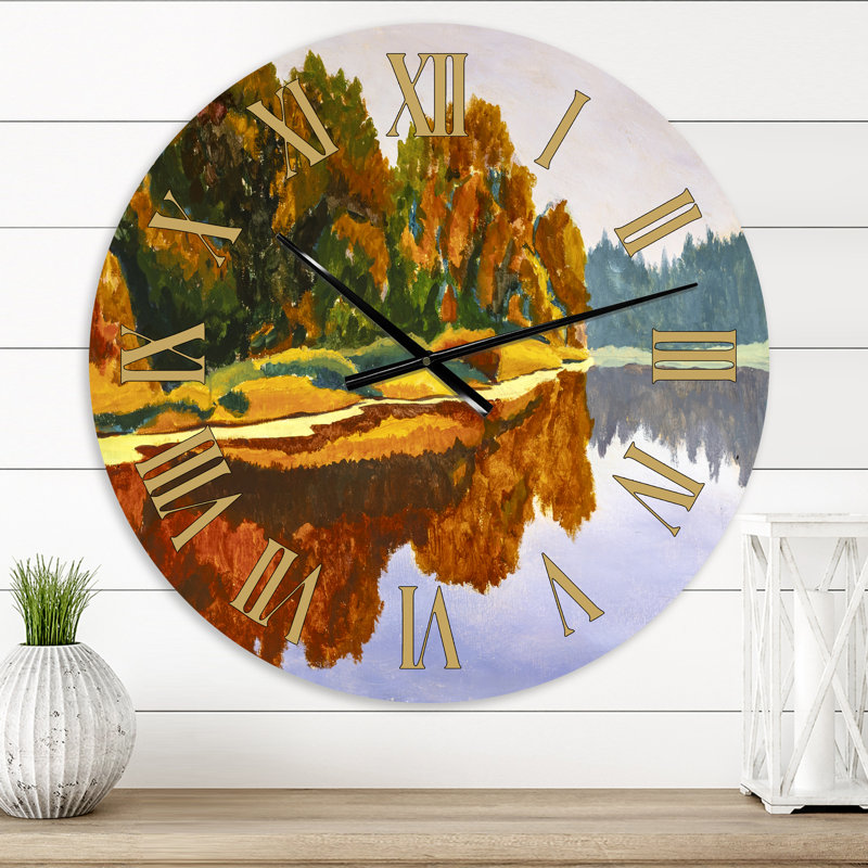 Horloge murale Autum Forest Reflection on Still Lake, Petit