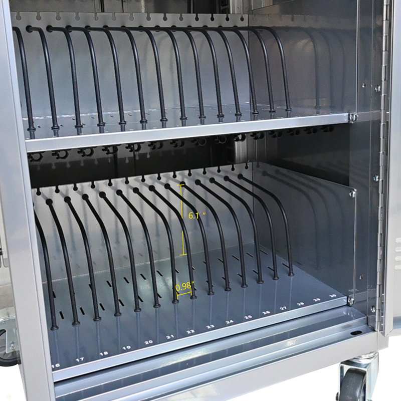 Mobile Charging Cart And Cabinet For Tablets Laptops 35-Device (B30PLUS), Silver