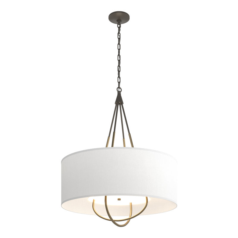 Loop 4 - Light Chandelier, Soft Gold, Natural Anna, Dark Smoke