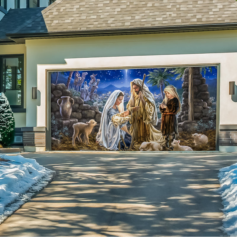 Housse de porte de garage double « Miracle de Noël »