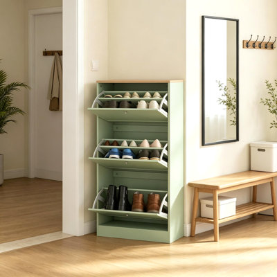 Armoire à chaussures élégante, étagère à chaussures fonctionnelle, unité de rangement pour chaussures, rangement de rangement peu encombrant