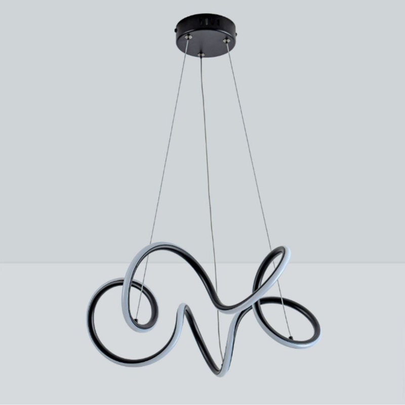 1 - Light LED Geometric Pendant, Matte Black