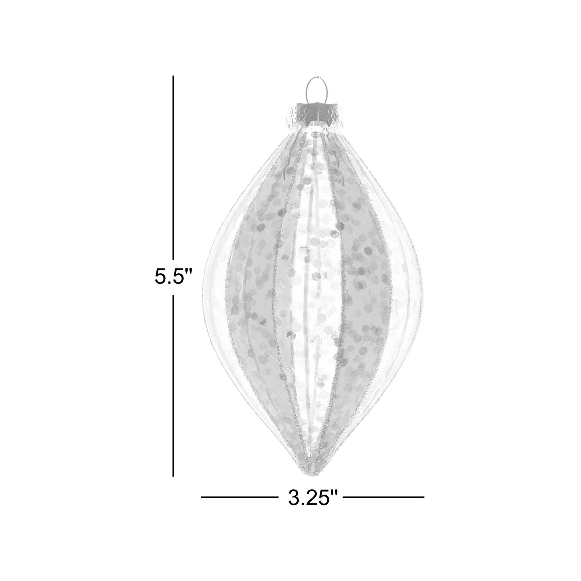 Clear Hanging Glittered Striped Drop Ornament (Pack Of 2), Red