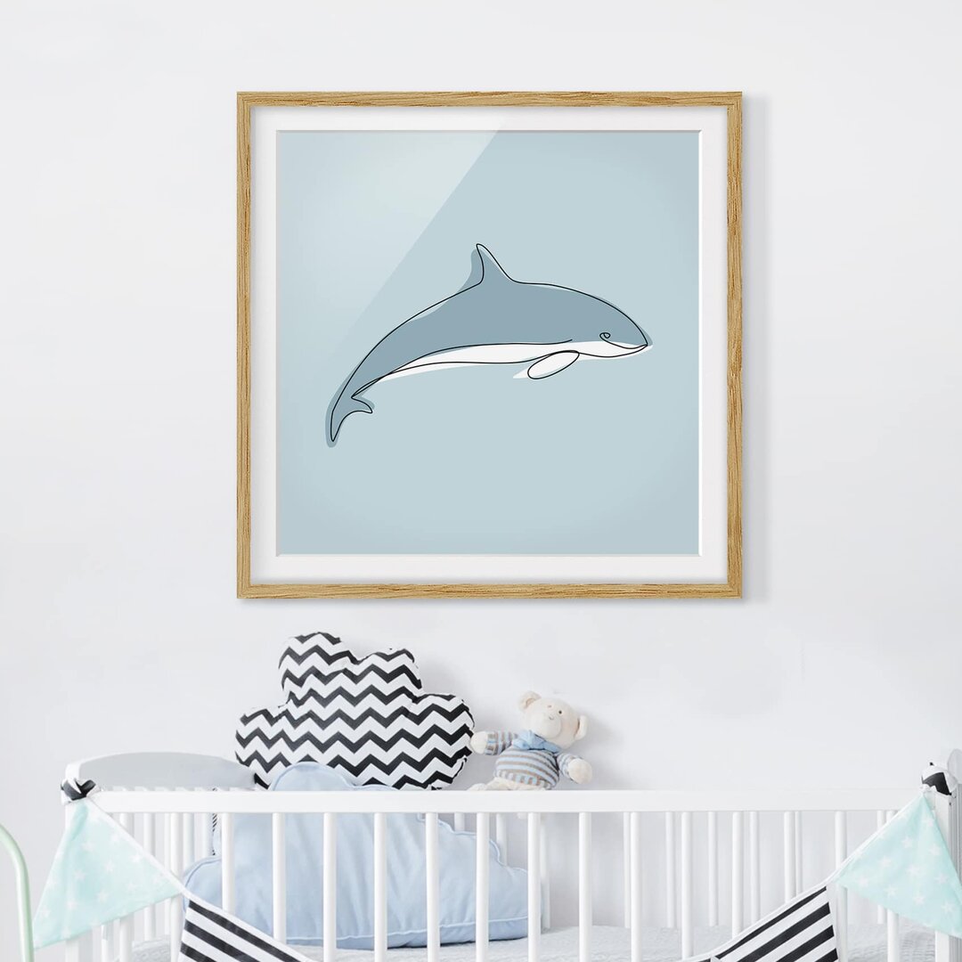 Picture With Frame - Dolphin Line Art - Square 1:1