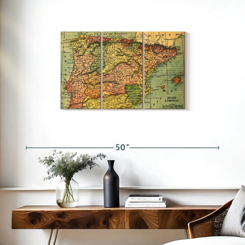 Carte de l'Espagne et du Portugal, H 20 po x l 33 po