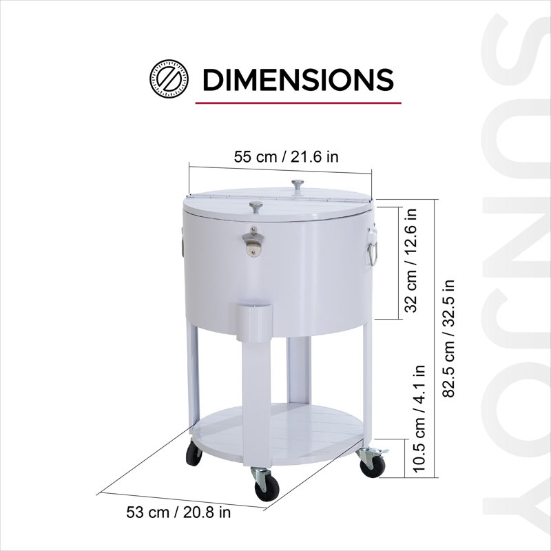 Chariot-refroidisseur à glaçons Sunjoy, Blanc