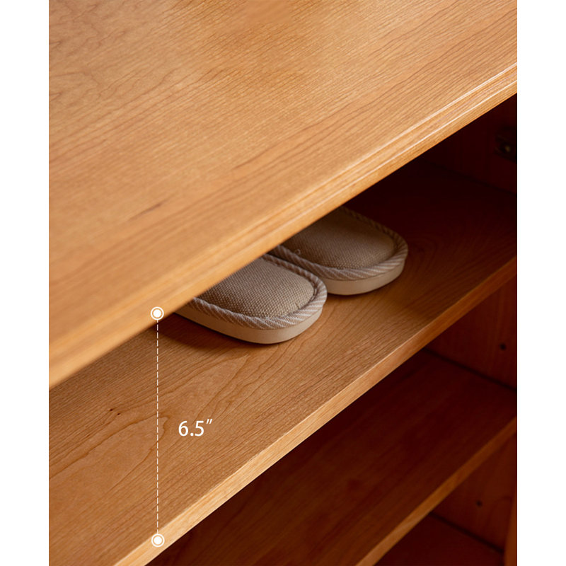 62.99" Rectangular Solid Wood Shoe Storage, Brown/Tan