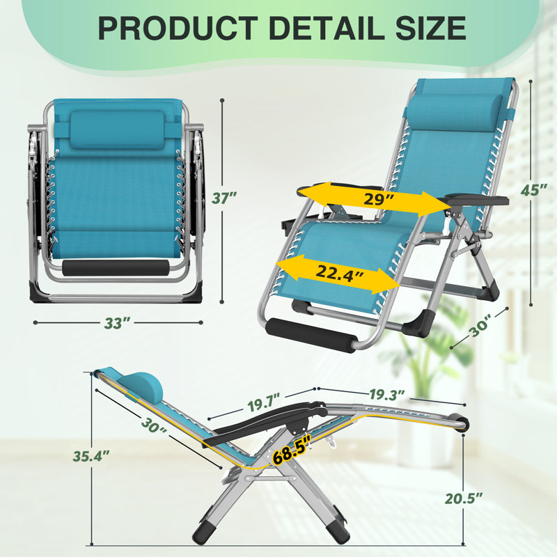 Fauteuil très grand pliable Bucero, Bleu clair