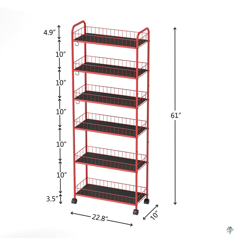 Rolling Storage Cart, Mobile Shelving Unit With Wheels, Metal Wire Storage Shelving Rack With Baskets