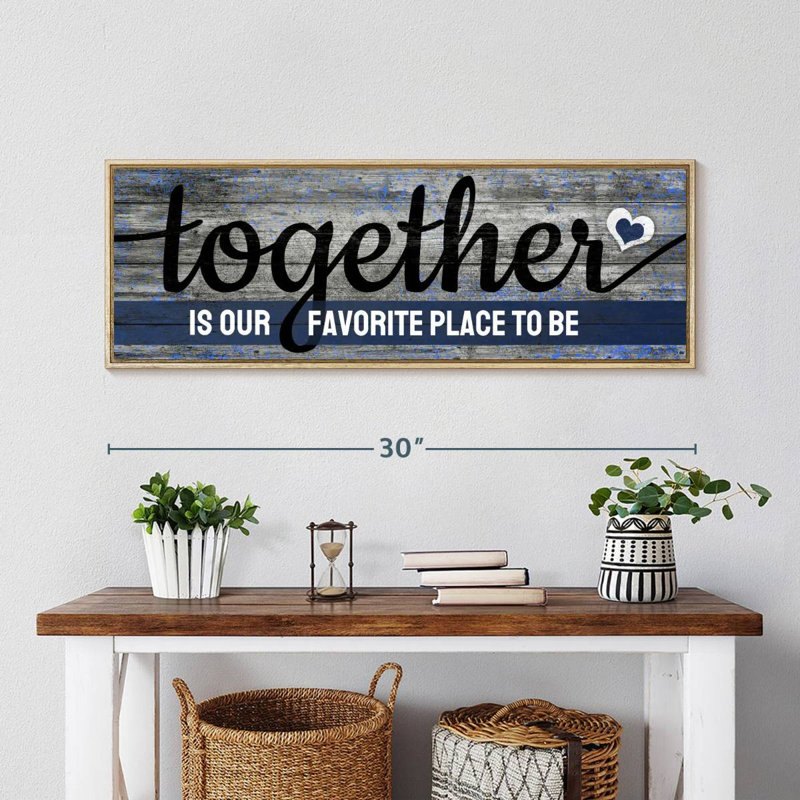 Plaque murale "Together", Cadre flottant en bois naturel, 31 po x 11 po