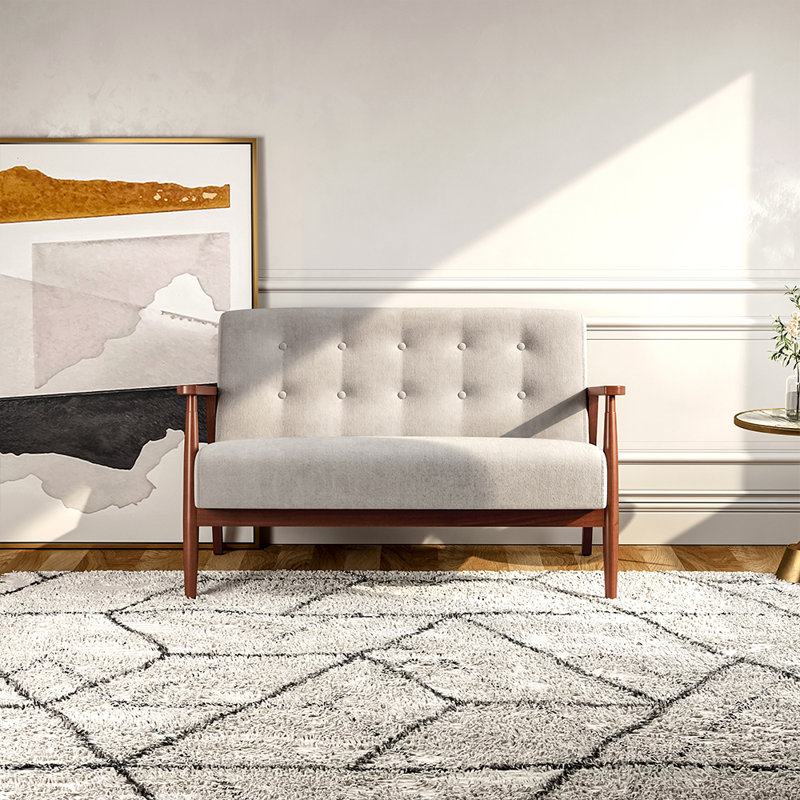 2 Seater Linen Loveseat, Burlywood