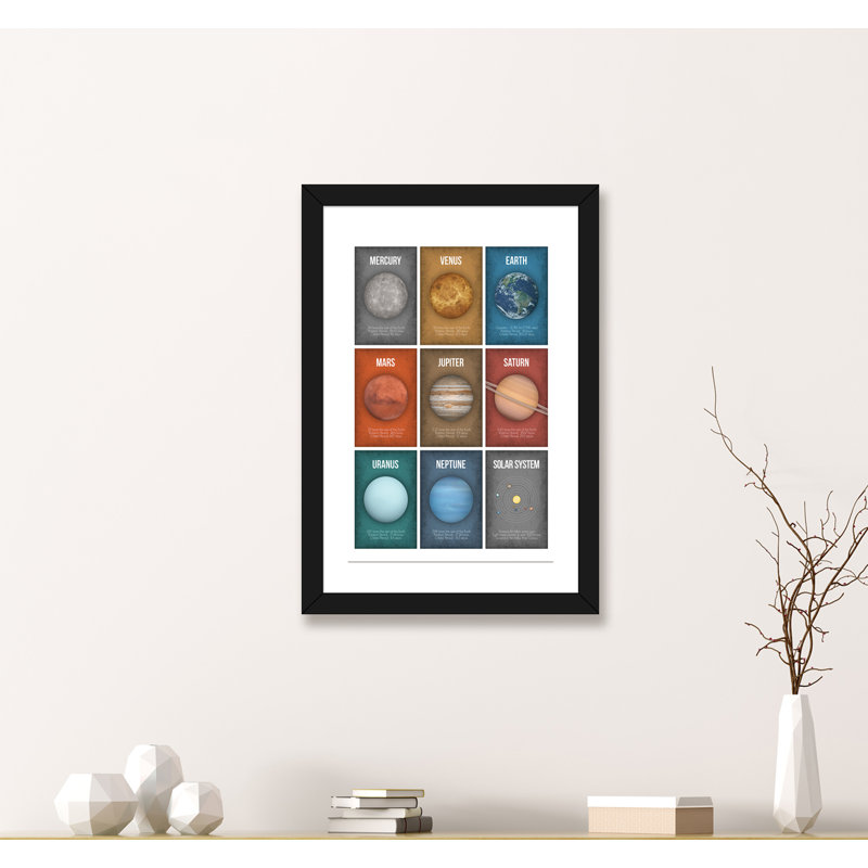 Art encadré de la série Planète IV, H 24 po x l 16 po x P 1 po, Papier encadré noir
