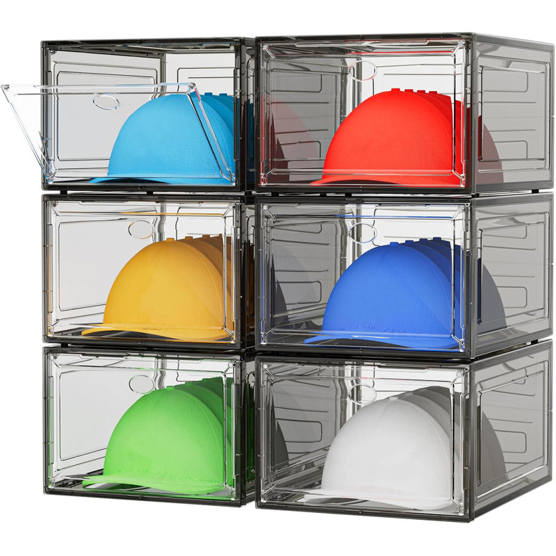 Hat Organizer Box, 6 Boxes for 40 Pack Hats, Upgrade Harder Solid Plastic Hat Organizer