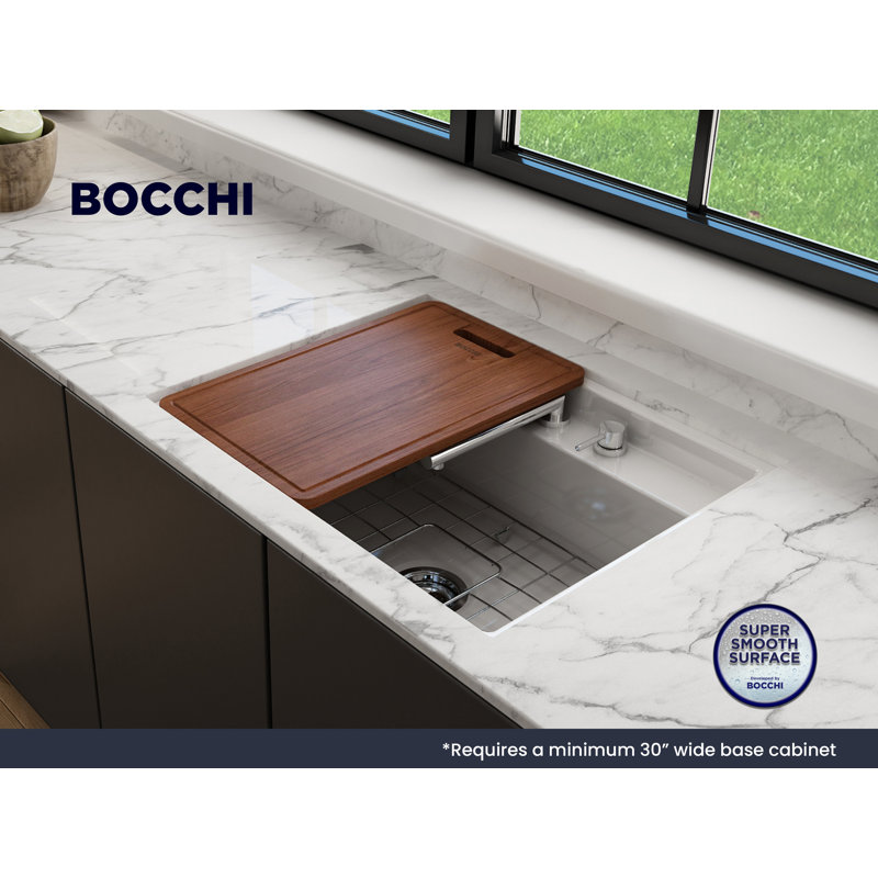 Baveno 27 in. L Dual Mount Single Basin Kitchen Sink, 3 hole, White