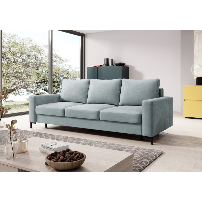 Aleg 3 Seater Velvet Sofa, Grey